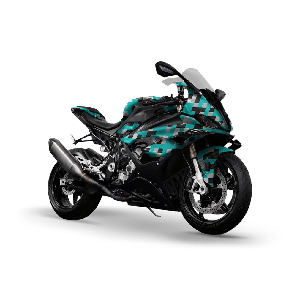 Pixel Tiffany Blue Tiger Sports Bike Wraps