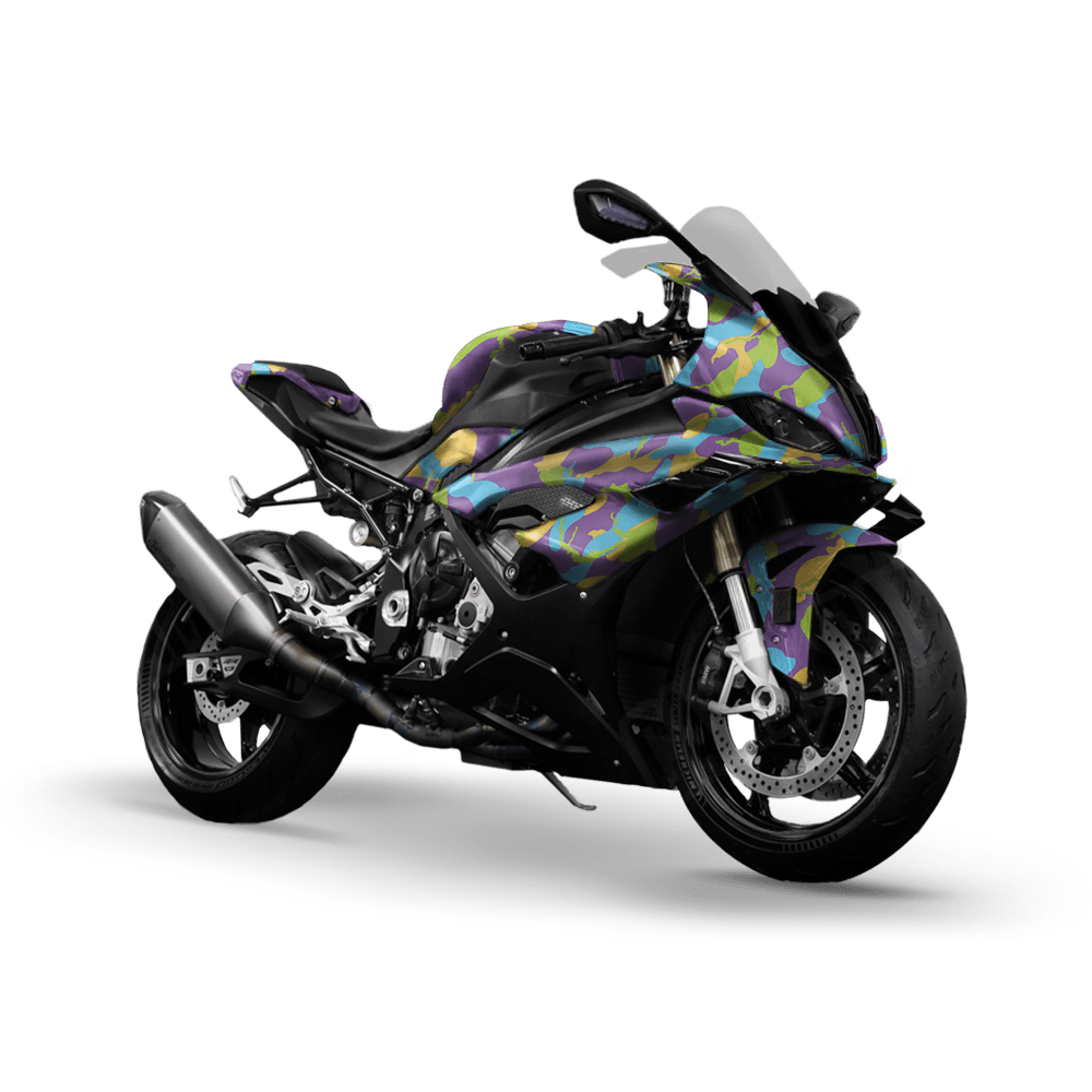 Large Ragged Carnival Camo Sports Bike Vinyl Wrap