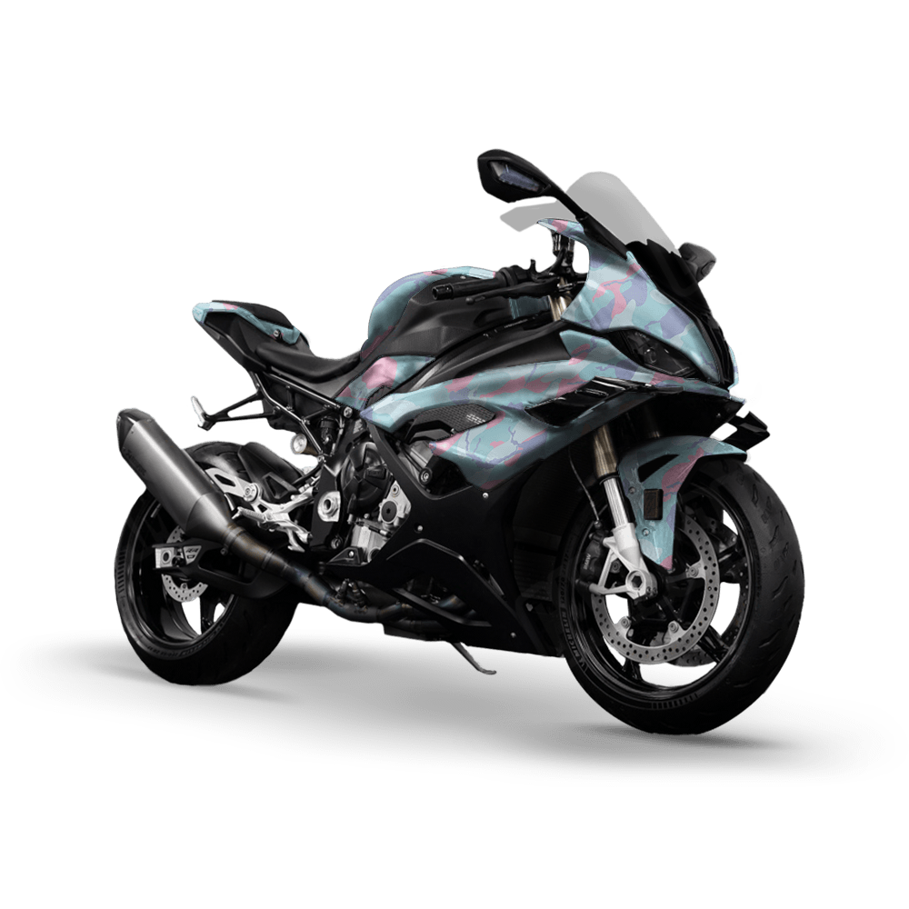 Large Ragged Cotton Candy Camo Sports Bike Vinyl Wrap