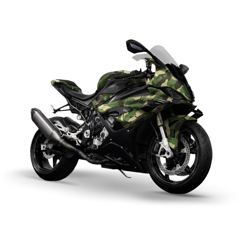 Large Ragged Jungle Camo Sports Bike Vinyl Wrap