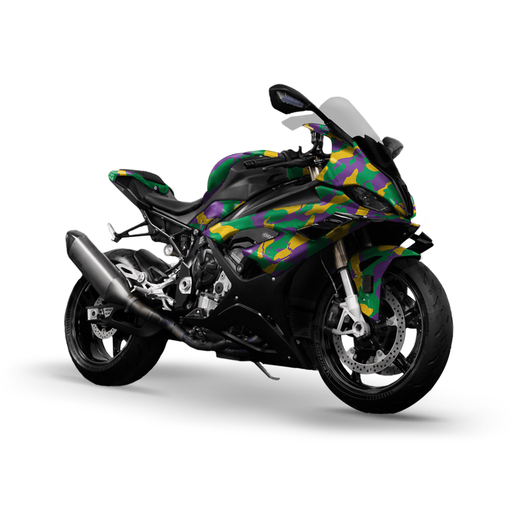 Large Ragged Mardi Gras Camo Sports Bike Vinyl Wrap