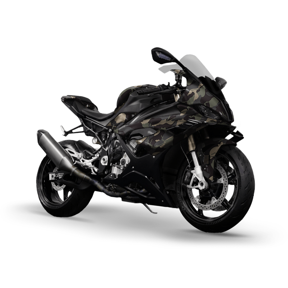 Large Ragged Militant Charcoal Camo Sports Bike Vinyl Wrap