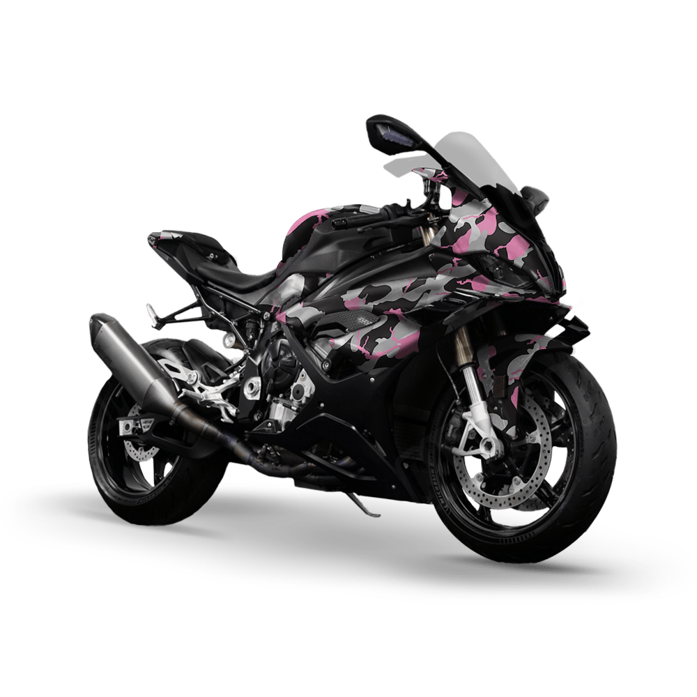 Large Ragged Pink Tiger Camo Sports Bike Vinyl Wrap
