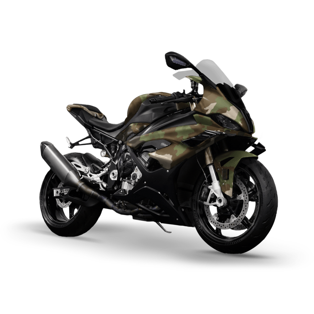Nemesis Woodlands Wolf Camo Sports Bike Vinyl Wrap
