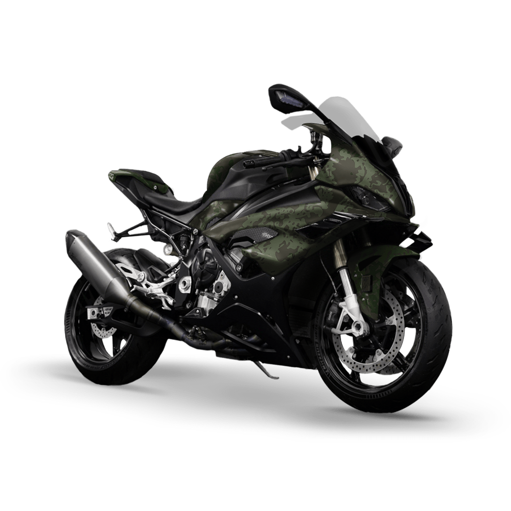 Pasted Army Dark Green Camo Sports Bike Vinyl Wrap