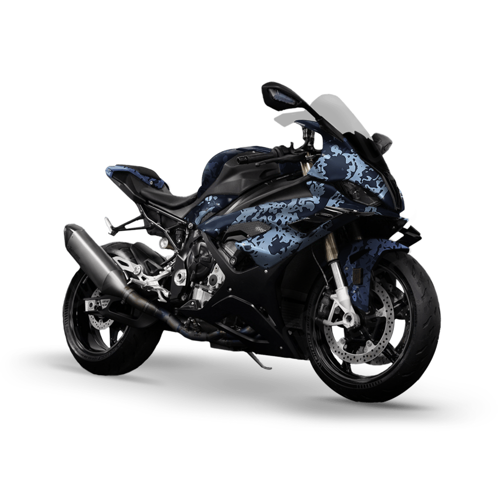 Pasted Blue Urban Night Camo Sports Bike Vinyl Wrap