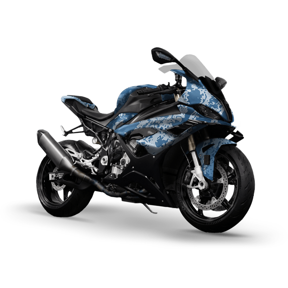 Pasted Cool Blue Camo Sports Bike Vinyl Wrap