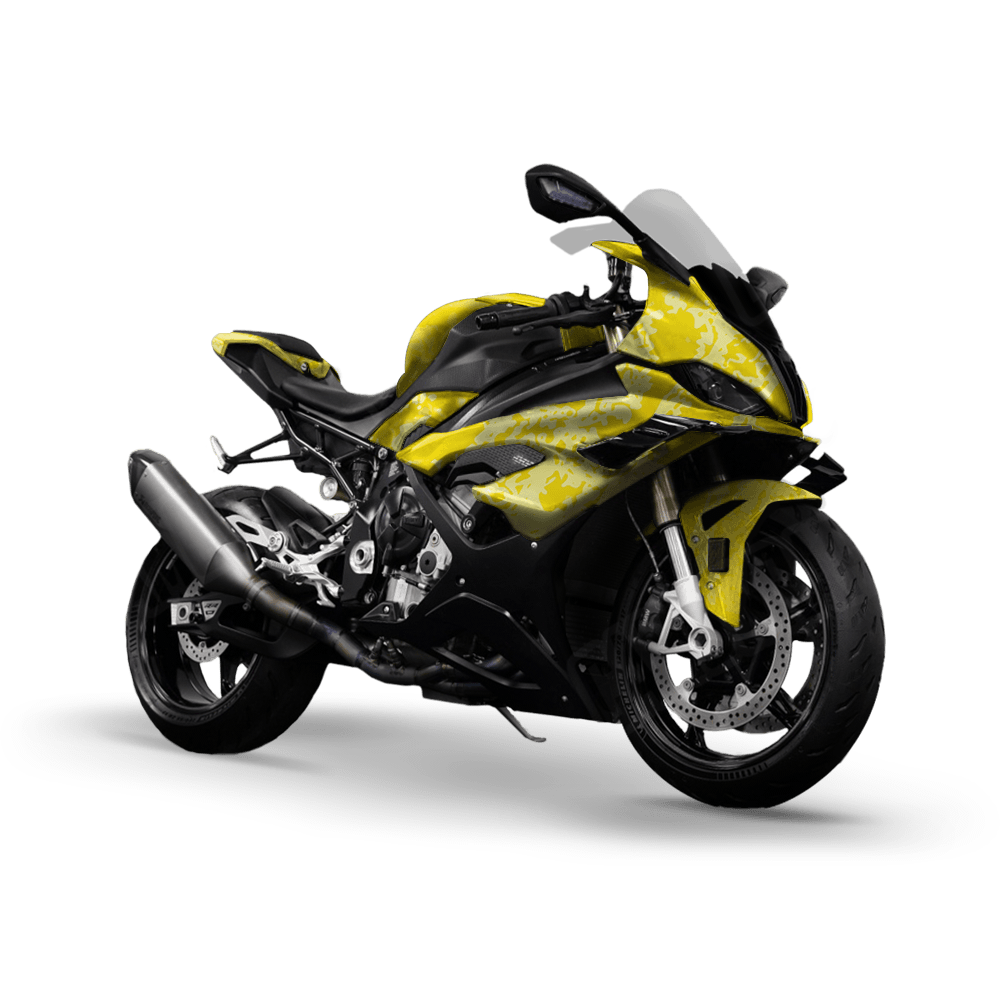 Pasted Elite Yellow Camo Sports Bike Vinyl Wrap