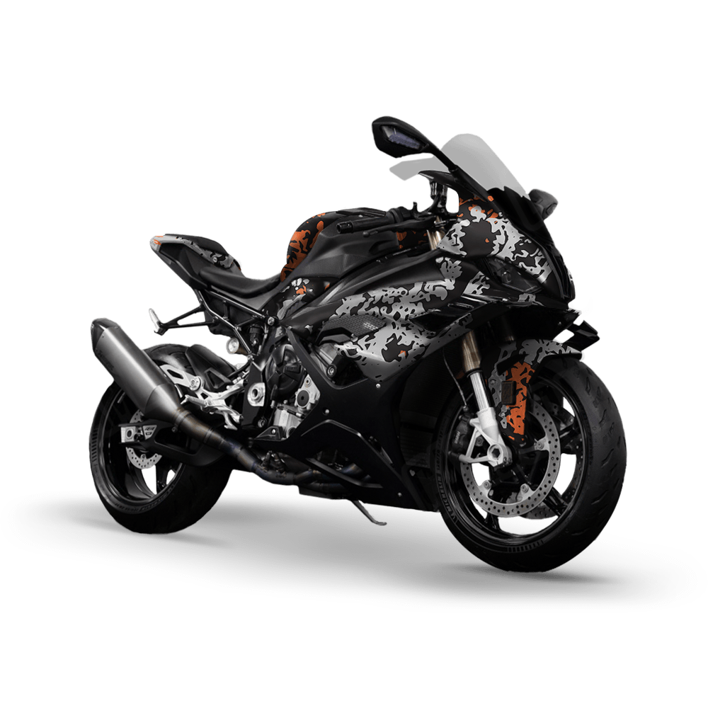 Pasted Orange Tiger Camo Sports Bike Vinyl Wrap