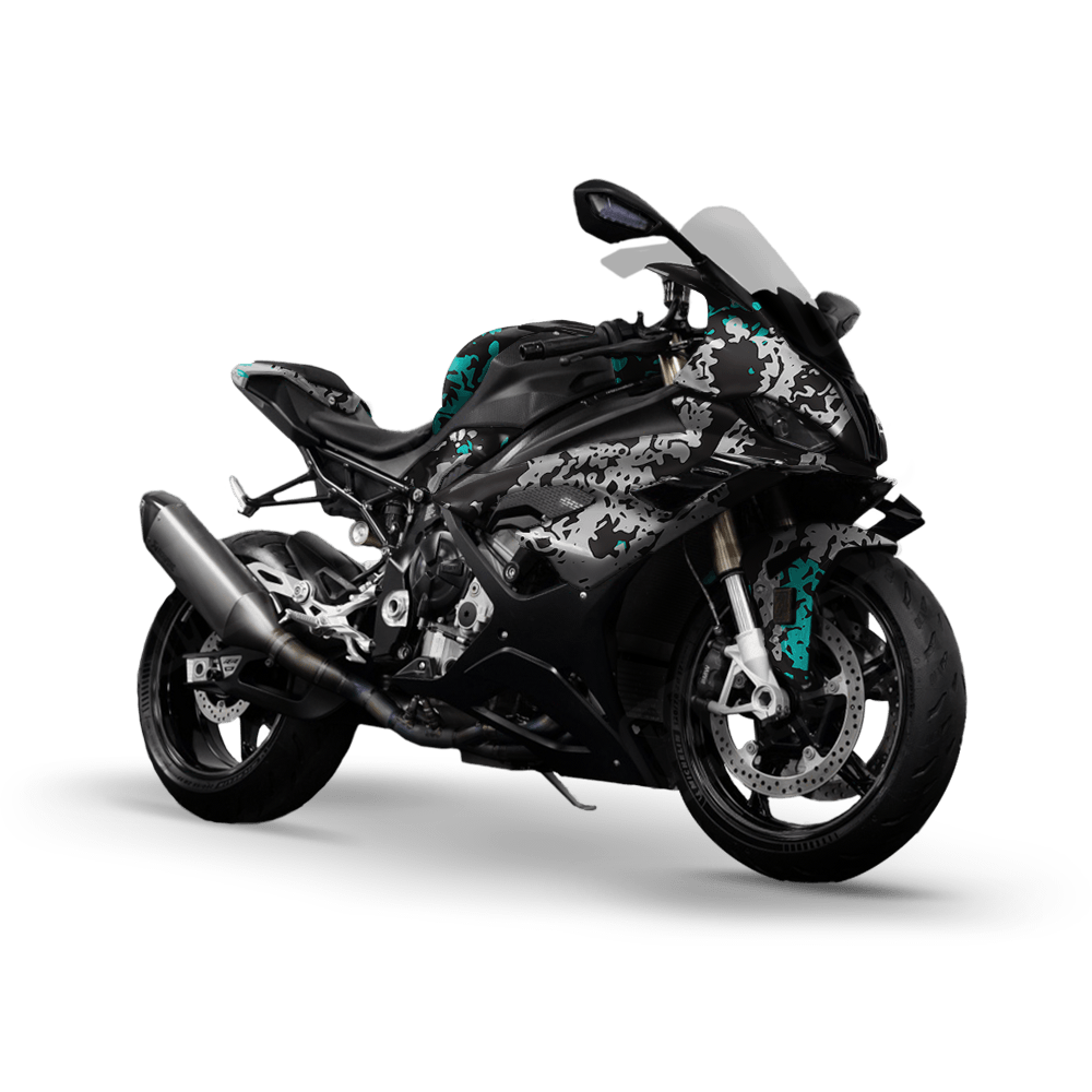 Pasted Tiffany Blue Tiger Camo Sports Bike Vinyl Wrap
