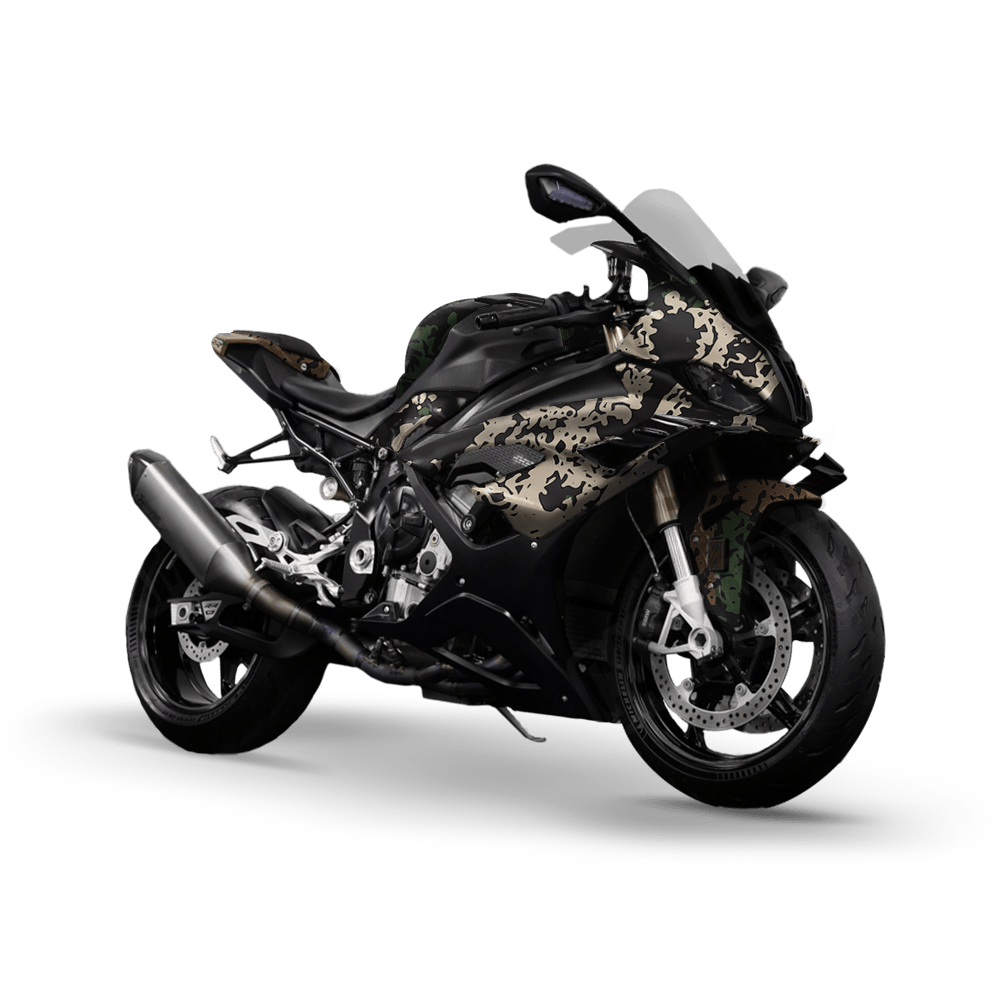 Pasted Woodland Camo Sports Bike Vinyl Wrap