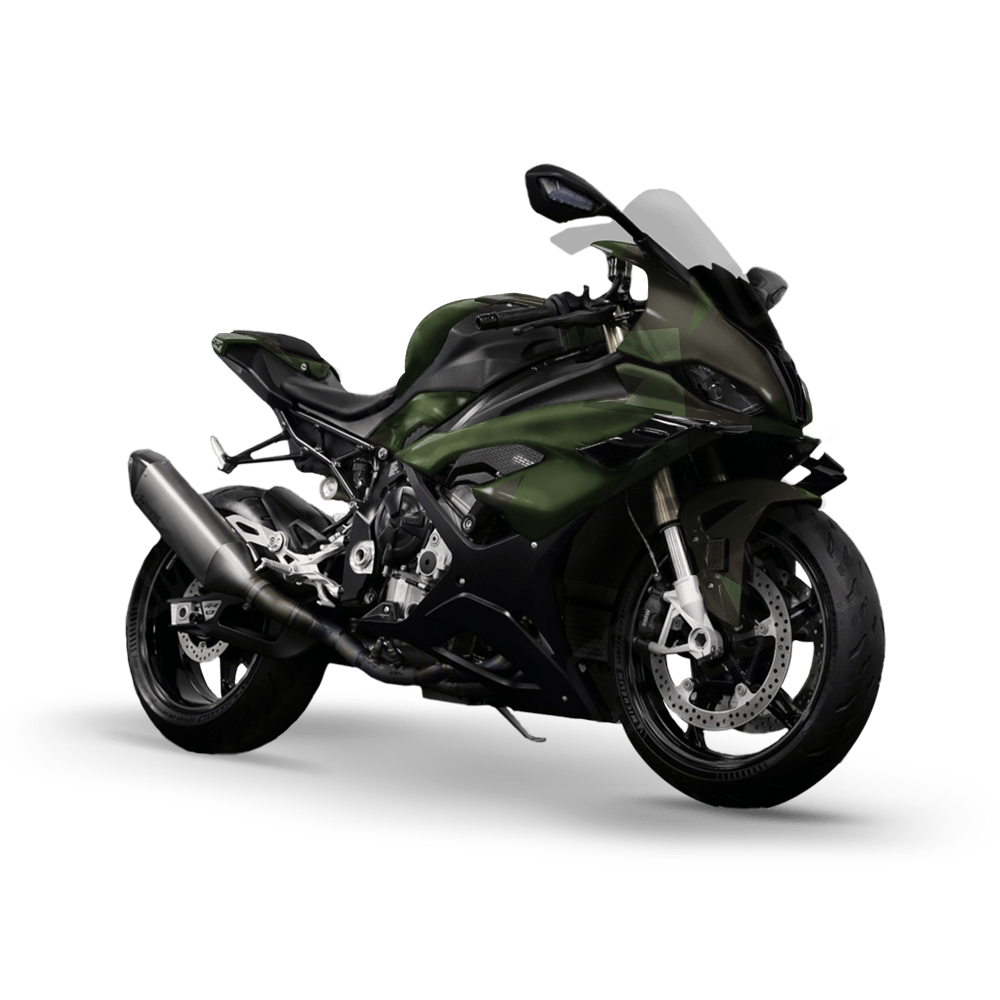 Shattered Army Dark Green Camo Sports Bike Vinyl Wrap