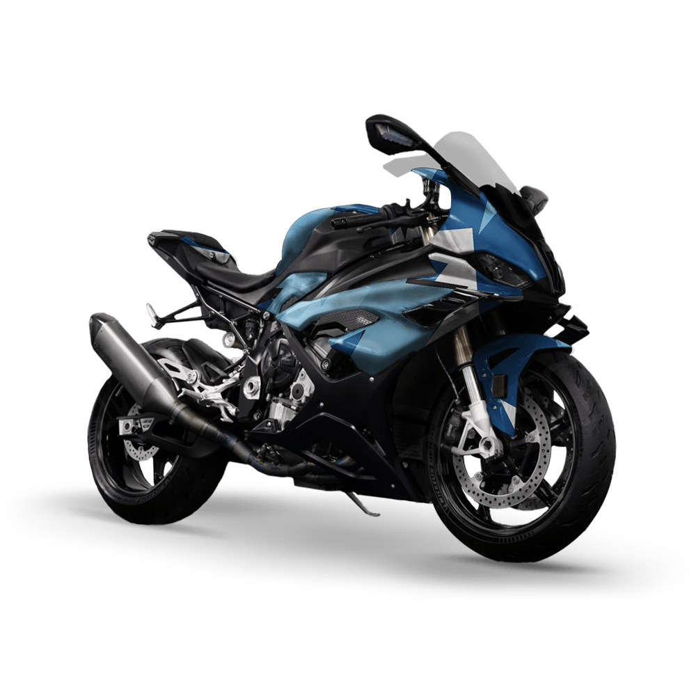 Shattered Baby Blue Camo Sports Bike Vinyl Wrap