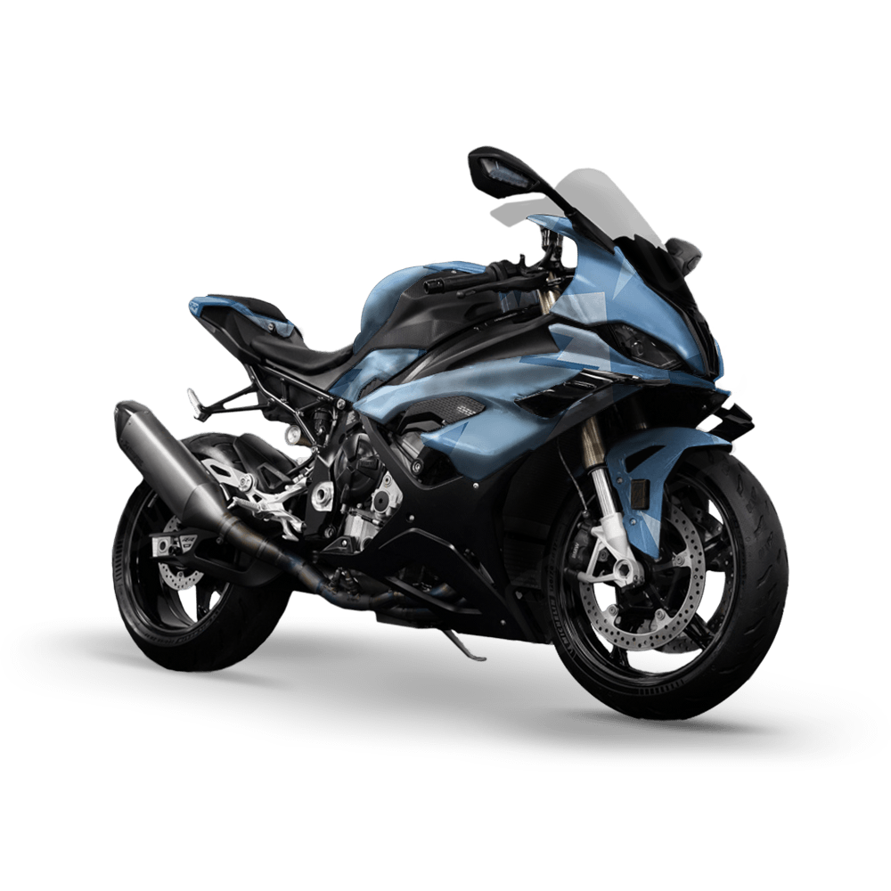 Shattered Cool Blue Camo Sports Bike Vinyl Wrap