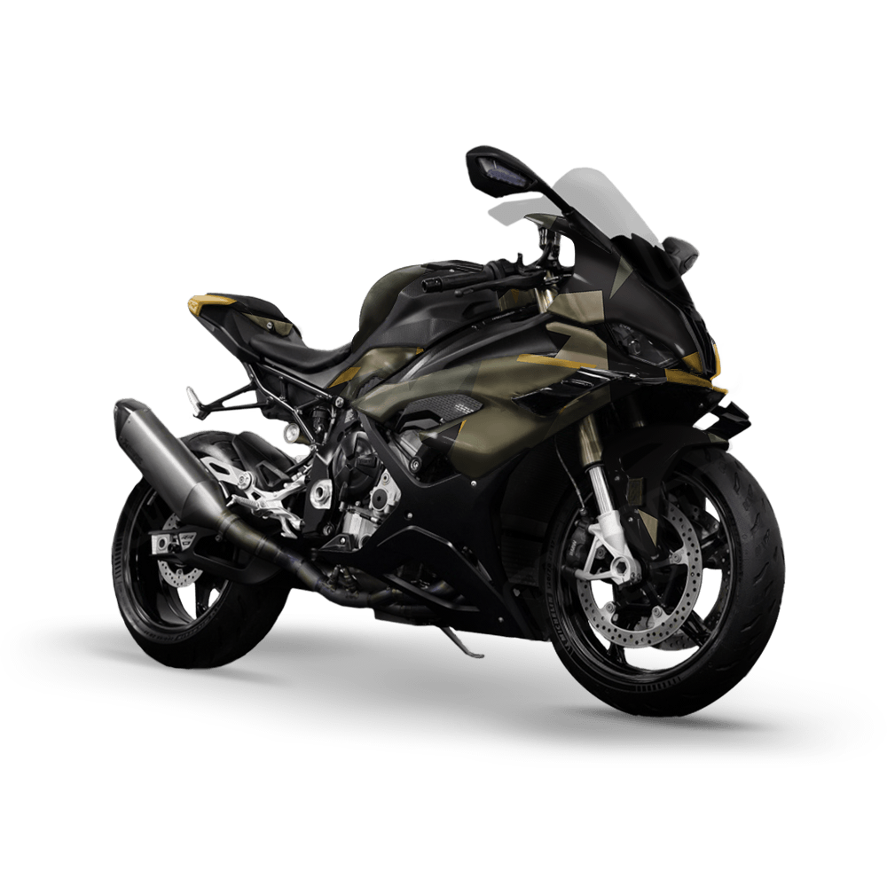 Shattered Militant Yellow Camo Sports Bike Vinyl Wrap