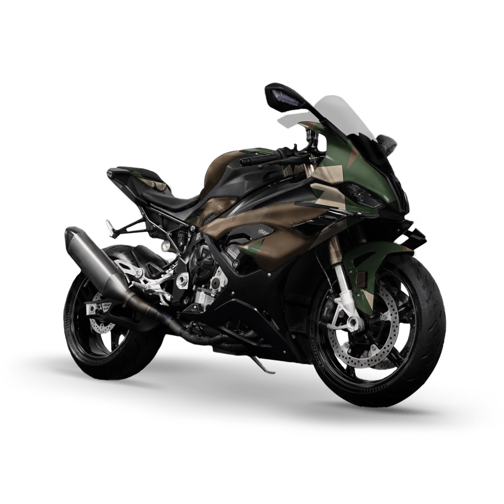 Shattered Woodland Camo Sports Bike Vinyl Wrap