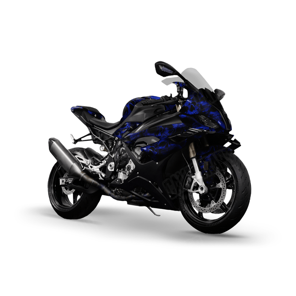 Skull Blue Sports Bike Wraps