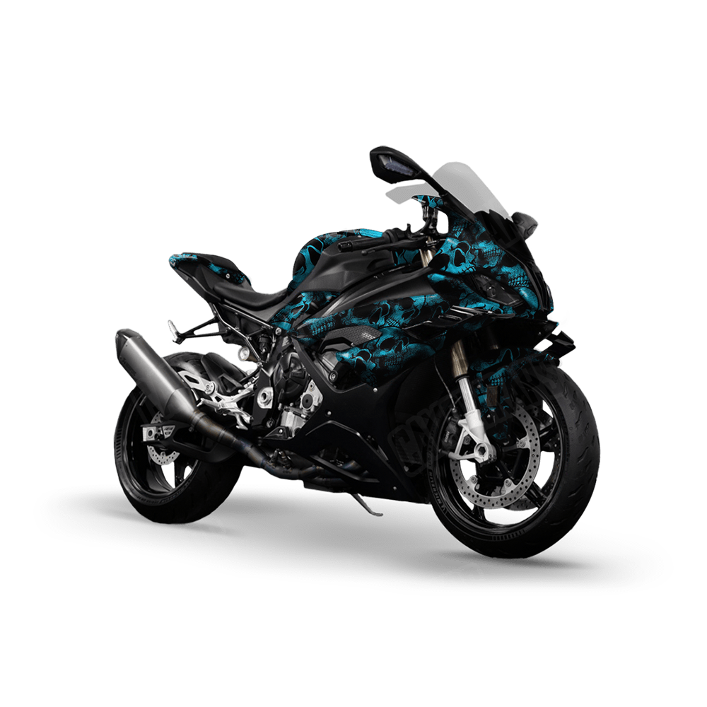 Skull Cyan Sports Bike Wraps