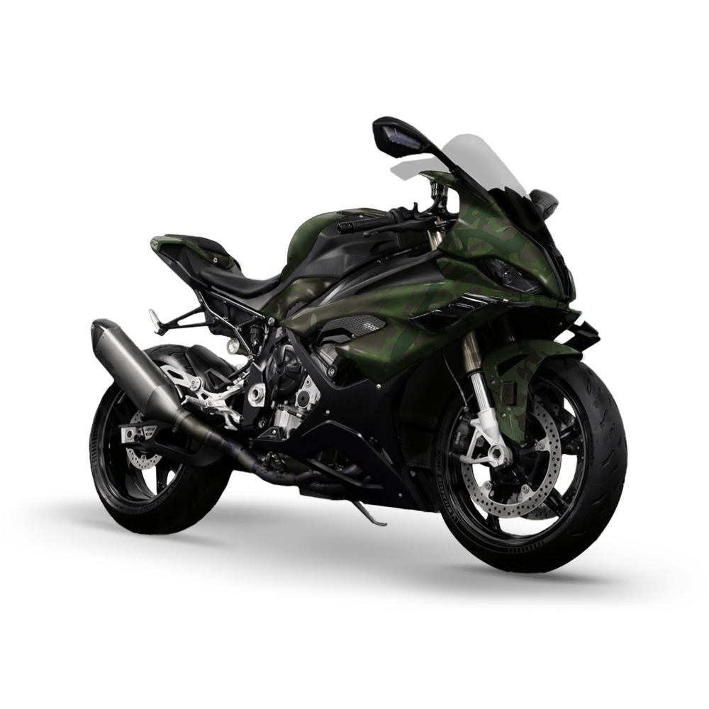 Tire Splatter Army Dark Green Camo Sports Bike Vinyl Wrap