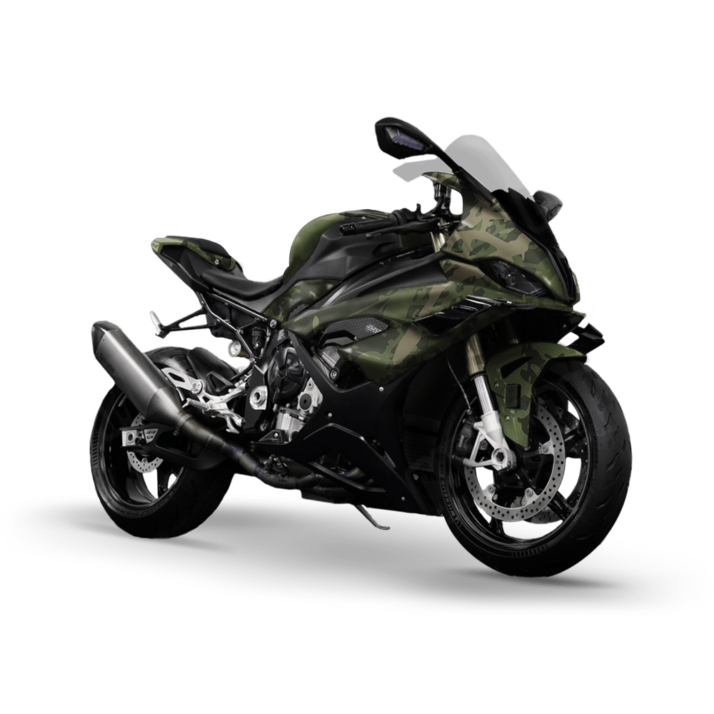 Tire Splatter Army Green Camo Sports Bike Vinyl Wrap