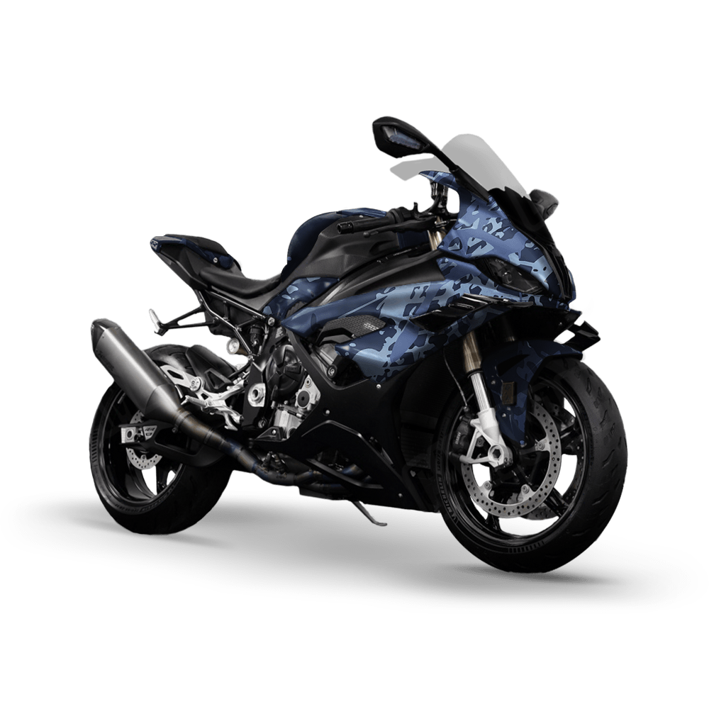 Tire Splatter Blue Urban Night Camo Sports Bike Vinyl Wrap