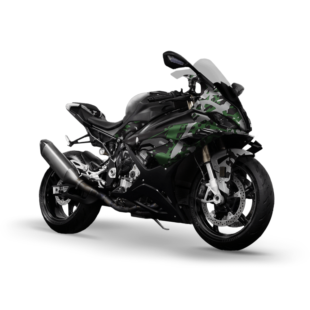 Tire Splatter Green Tiger Camo Sports Bike Vinyl Wrap
