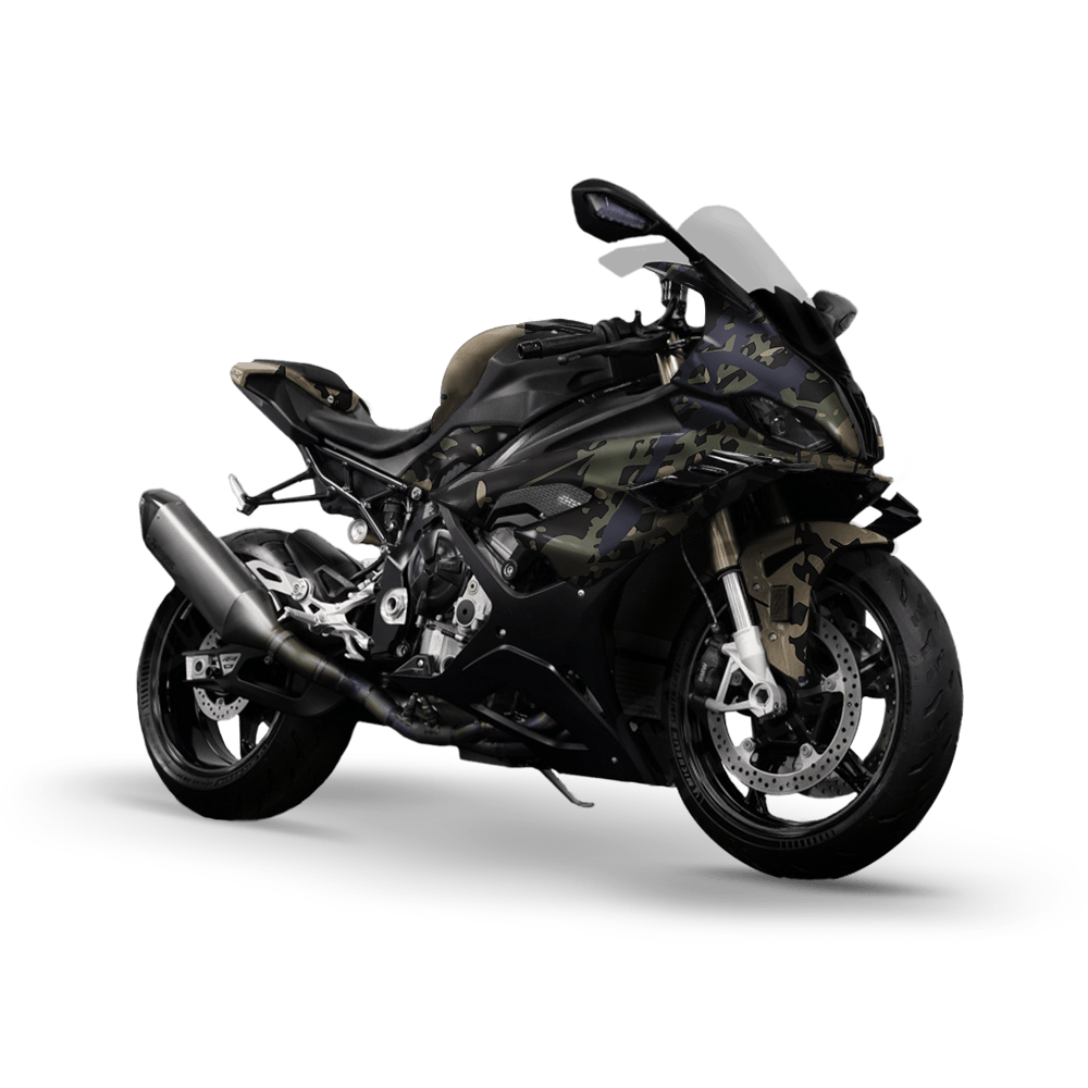 Tire Splatter Militant Blue Camo Sports Bike Vinyl Wrap