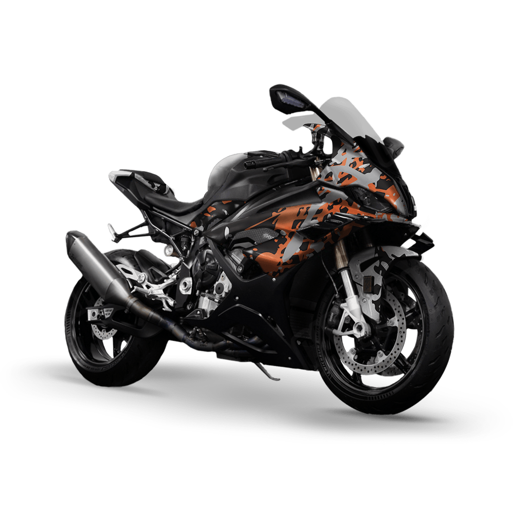 Tire Splatter Orange Tiger Camo Sports Bike Vinyl Wrap