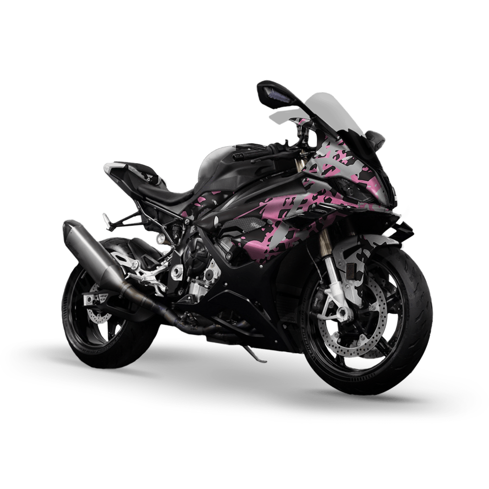 Tire Splatter Pink Tiger Camo Sports Bike Vinyl Wrap