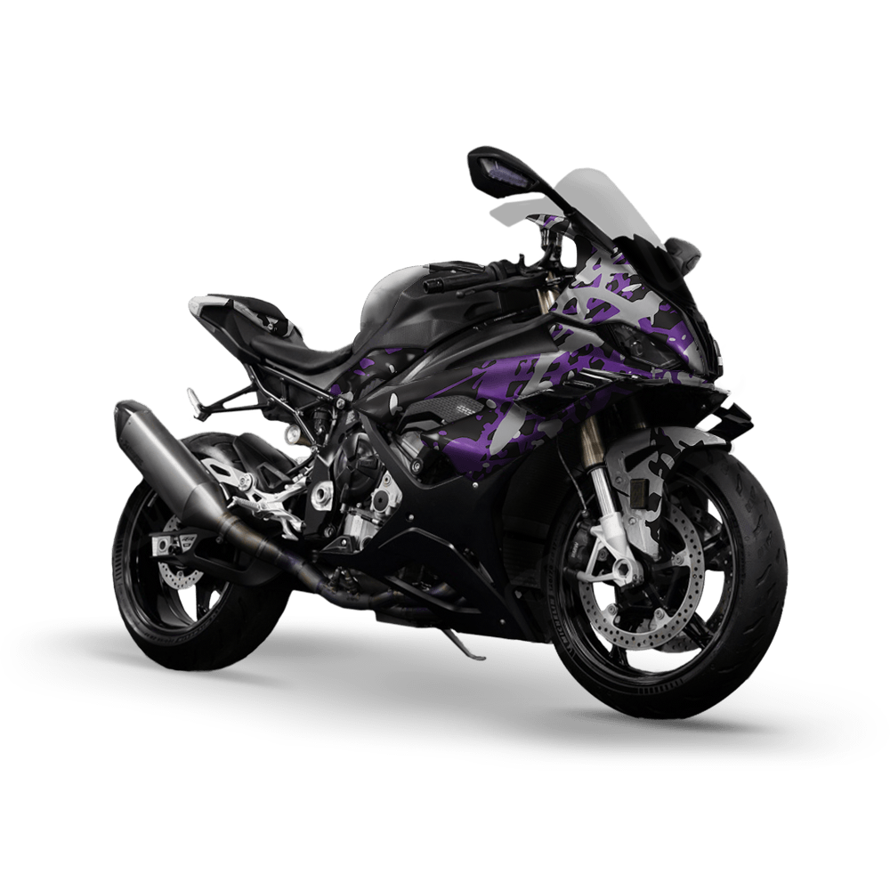 Tire Splatter Purple Tiger Camo Sports Bike Vinyl Wrap