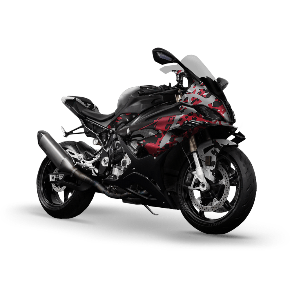 Tire Splatter Red Tiger Camo Sports Bike Vinyl Wrap