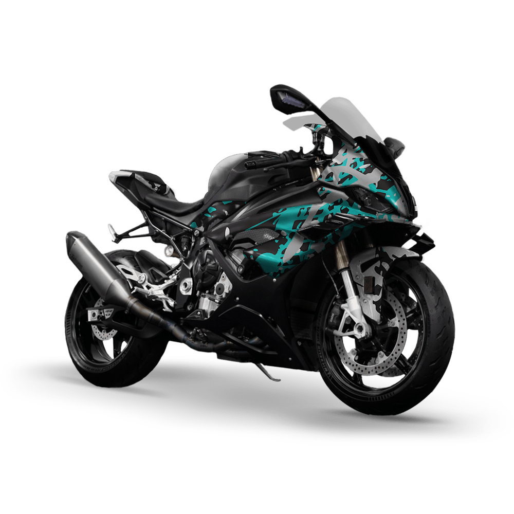 Tire Splatter Tiffany Blue Tiger Camo Sports Bike Vinyl Wrap