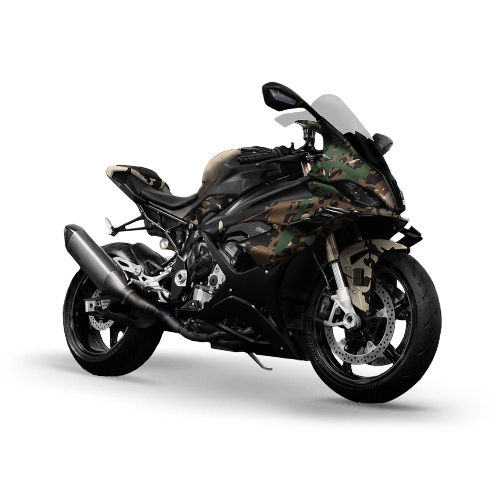 Tire Splatter Woodland Camo Sports Bike Vinyl Wrap