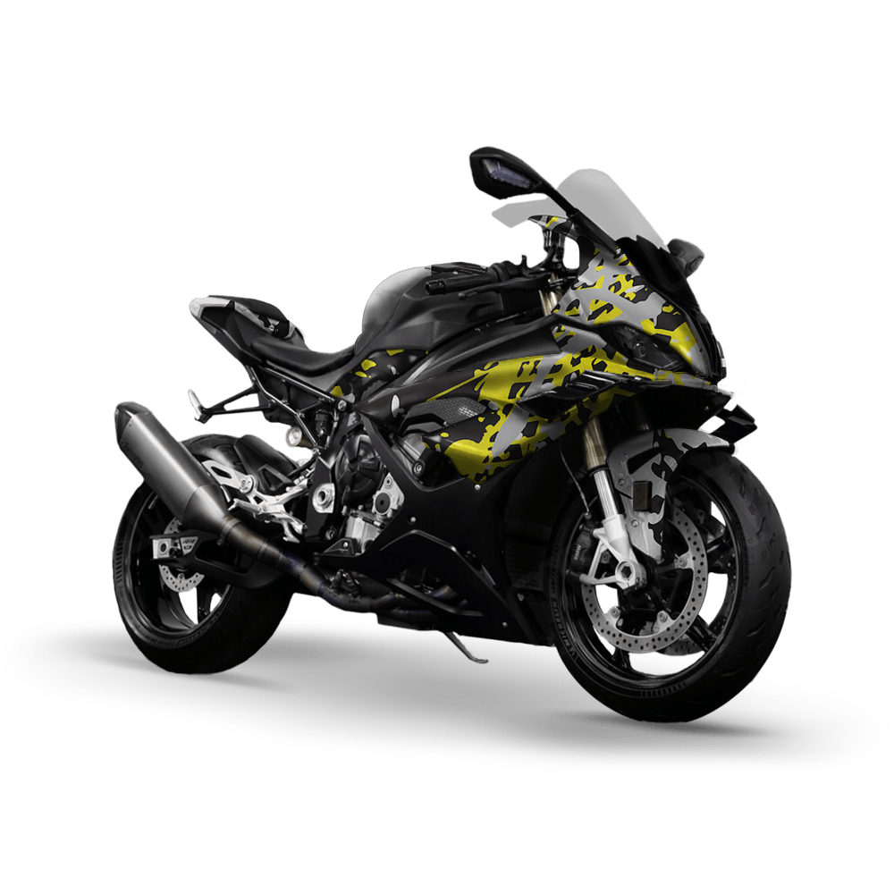Tire Splatter Yellow Tiger Camo Sports Bike Vinyl Wrap