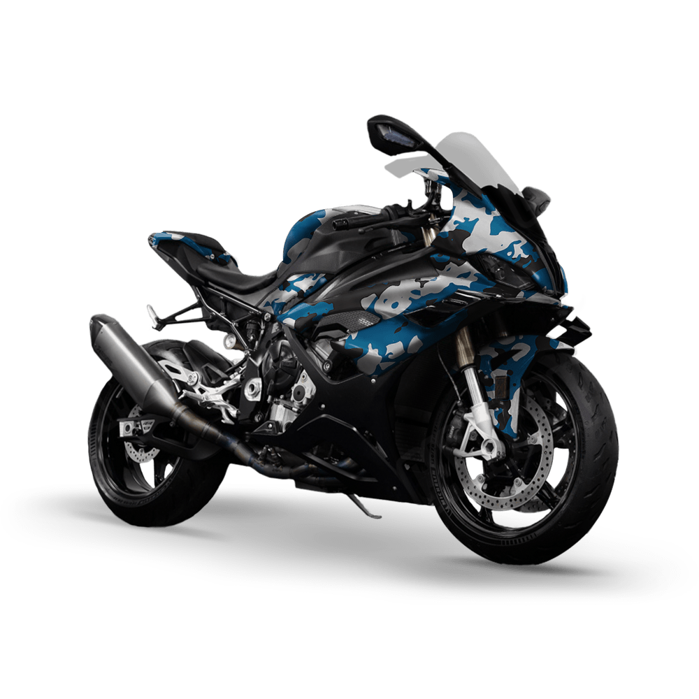 Treetop Blue Tiger Camo Sports Bike Vinyl Wrap