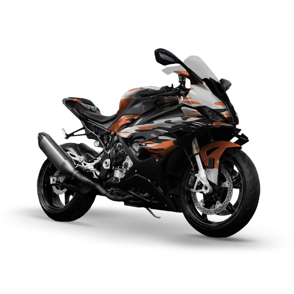 Treetop Orange Tiger Camo Sports Bike Vinyl Wrap