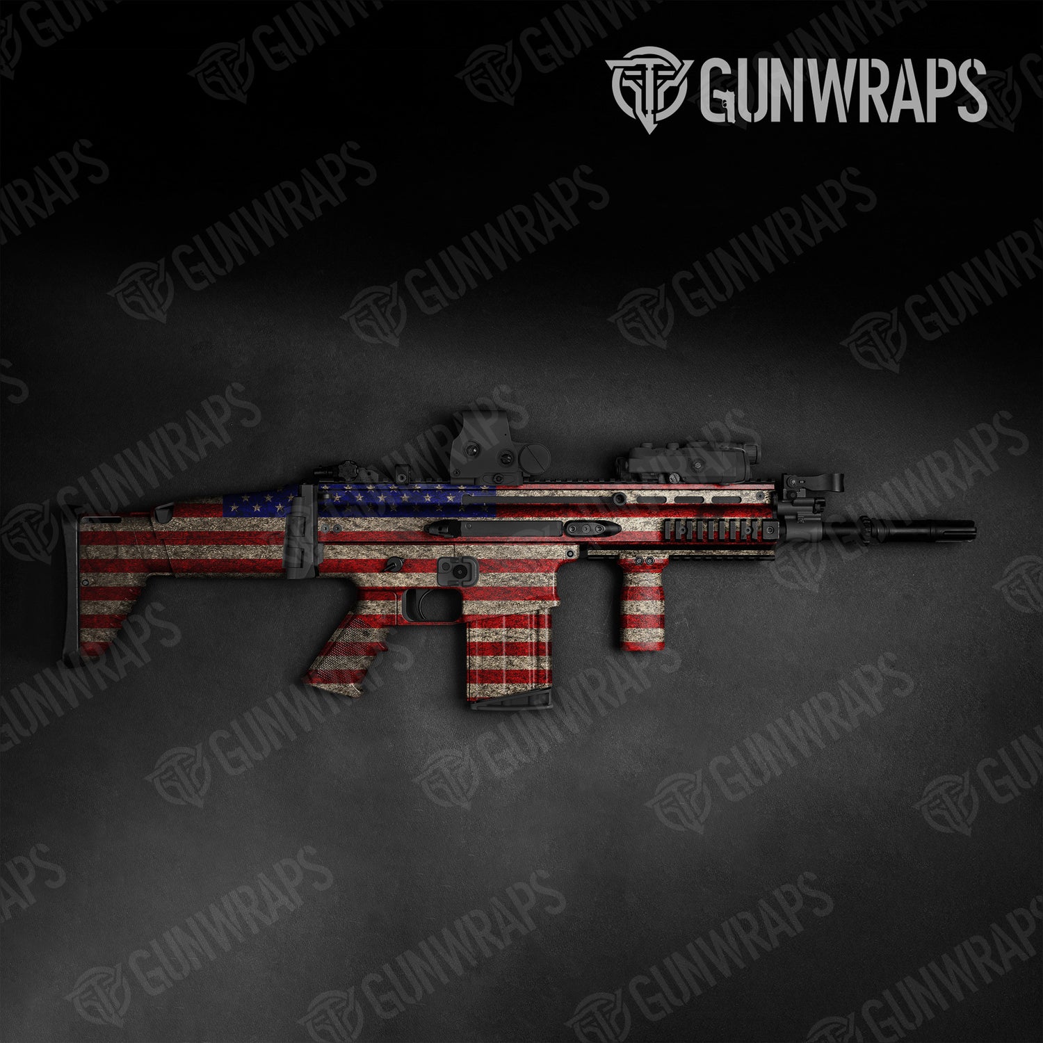 Tactical Patriotic American Flag Gun Skin Vinyl Wrap