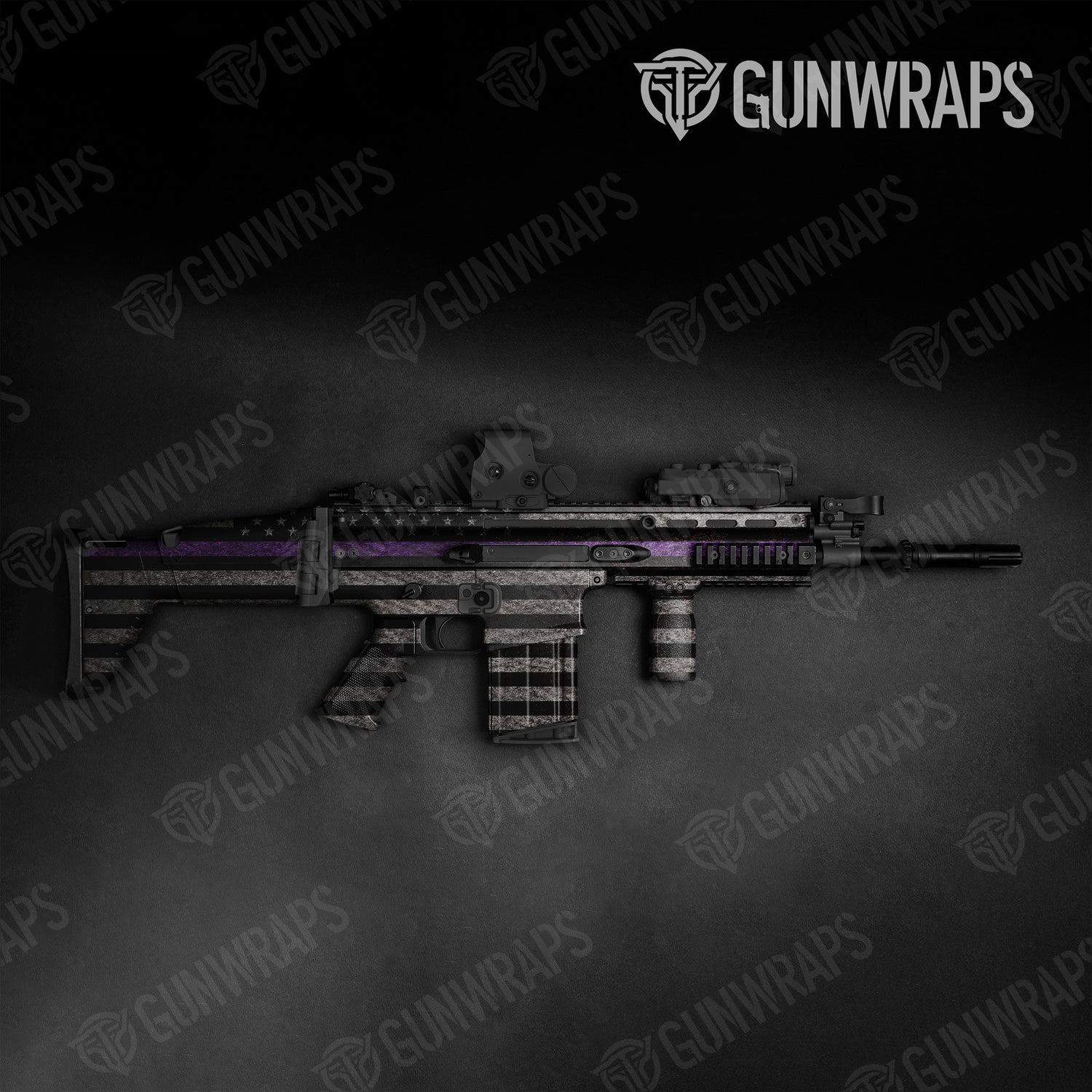 Tactical Patriotic Purple Flag Gun Skin Vinyl Wrap