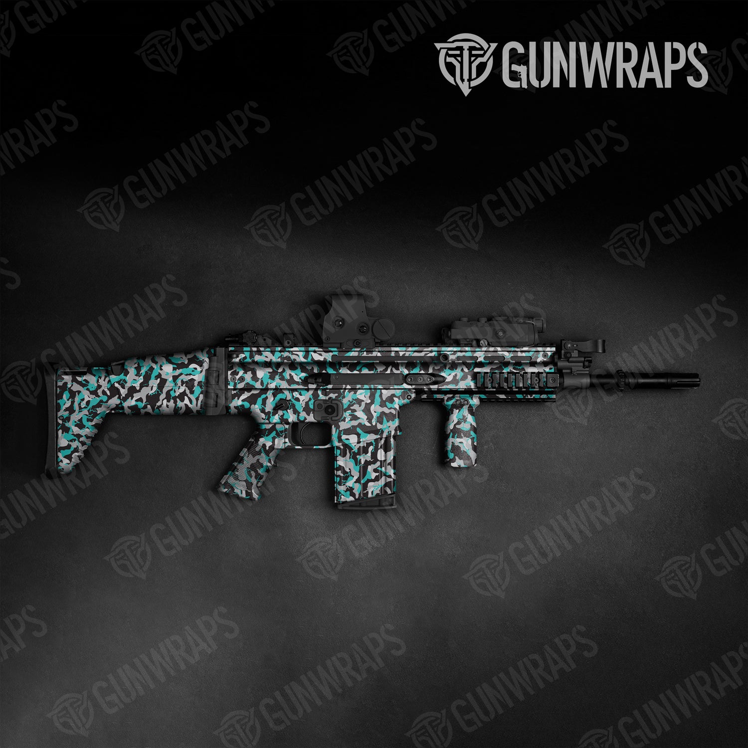 Tactical Ragged Tiffany Blue Tiger Camo Gun Skin Vinyl Wrap
