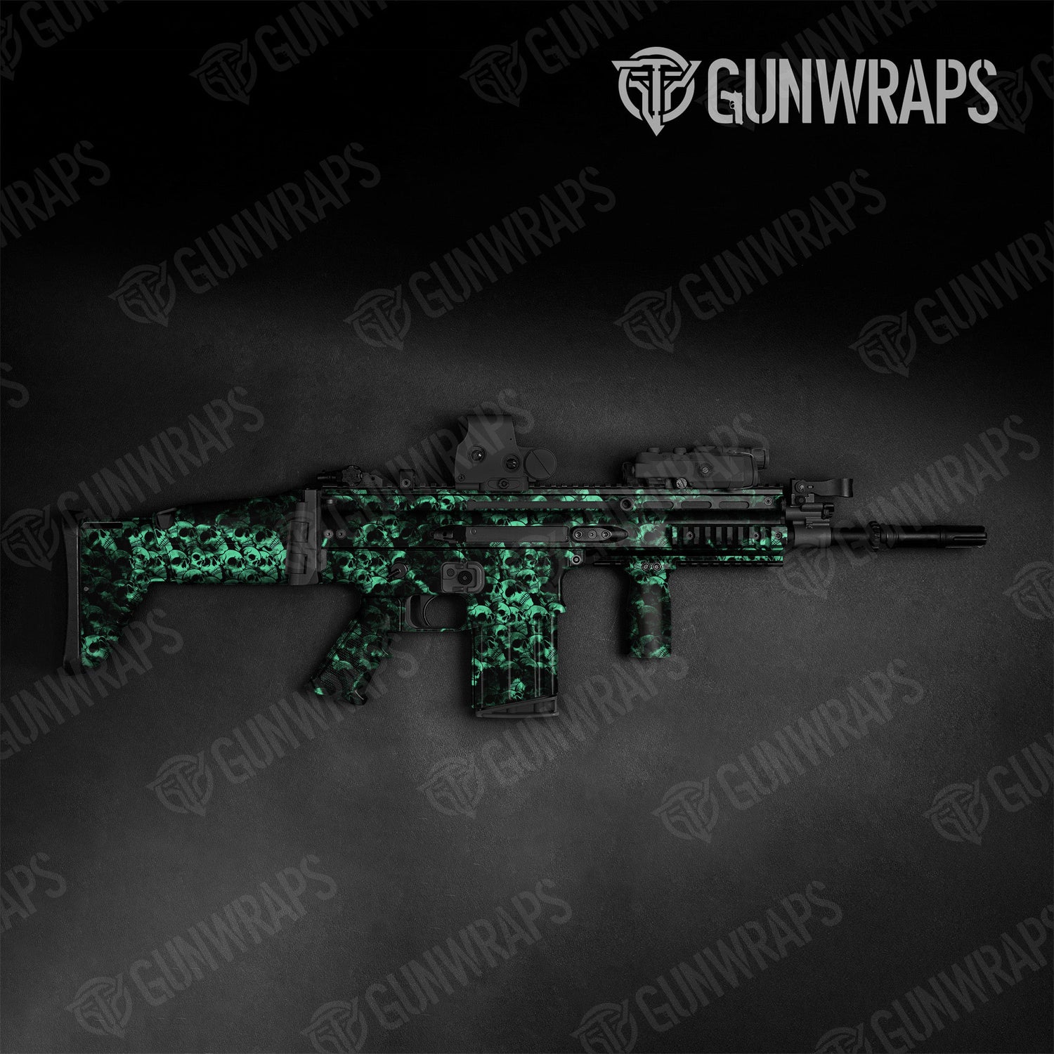 Skull Aquamarine Tactical Gun Skin Vinyl Wraps