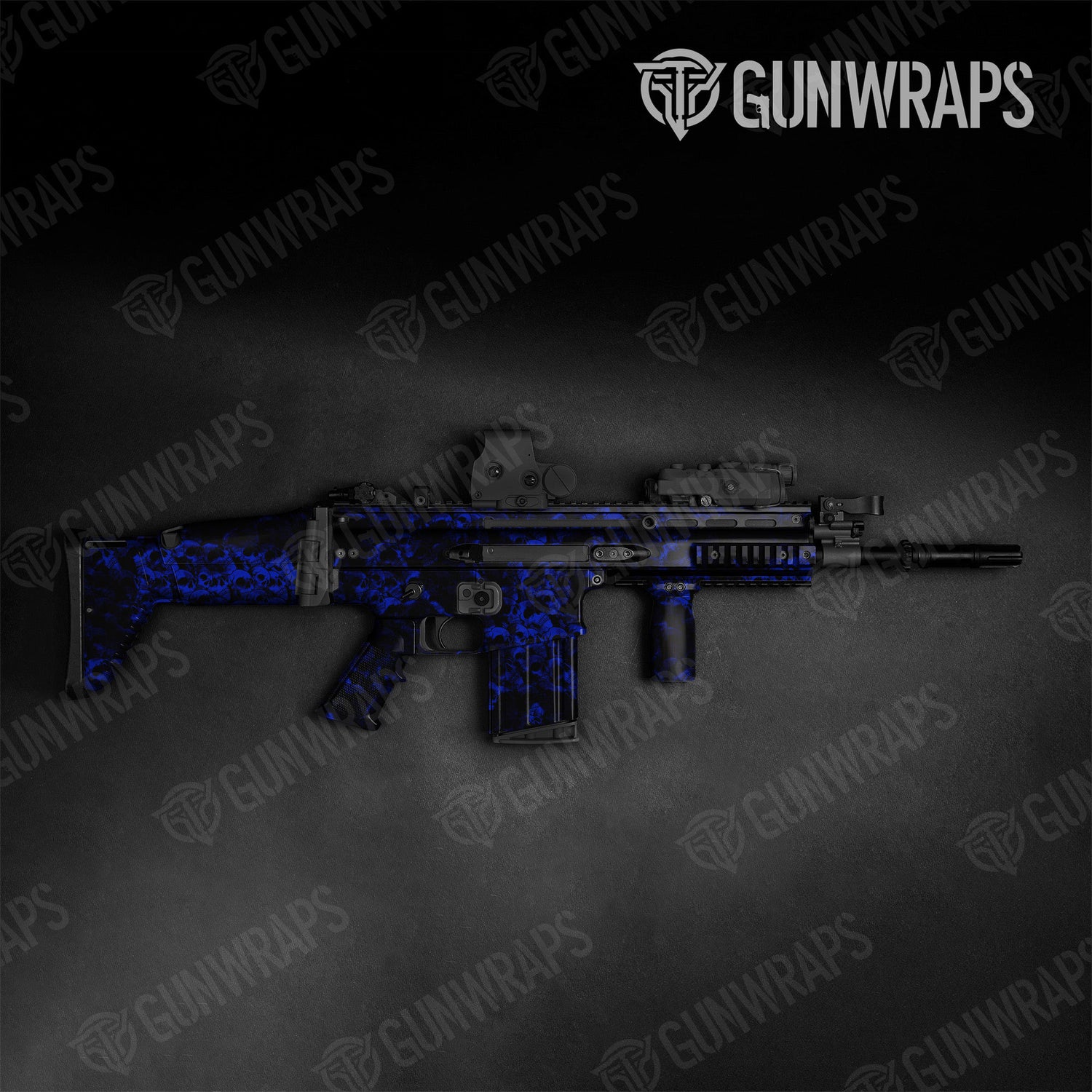 Skull Blue Tactical Gun Skin Vinyl Wraps