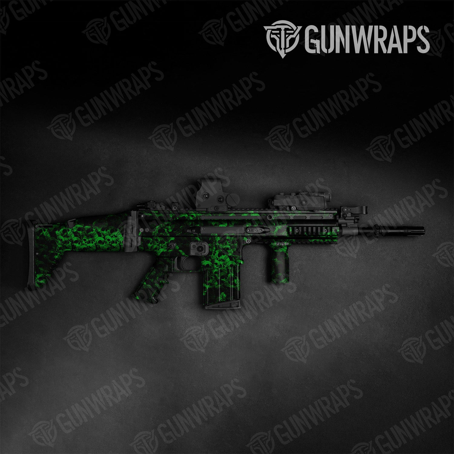 Skull Green Tactical Gun Skin Vinyl Wraps
