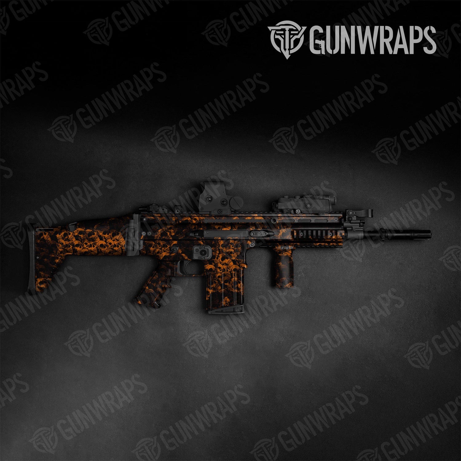Skull Orange Tactical Gun Skin Vinyl Wraps