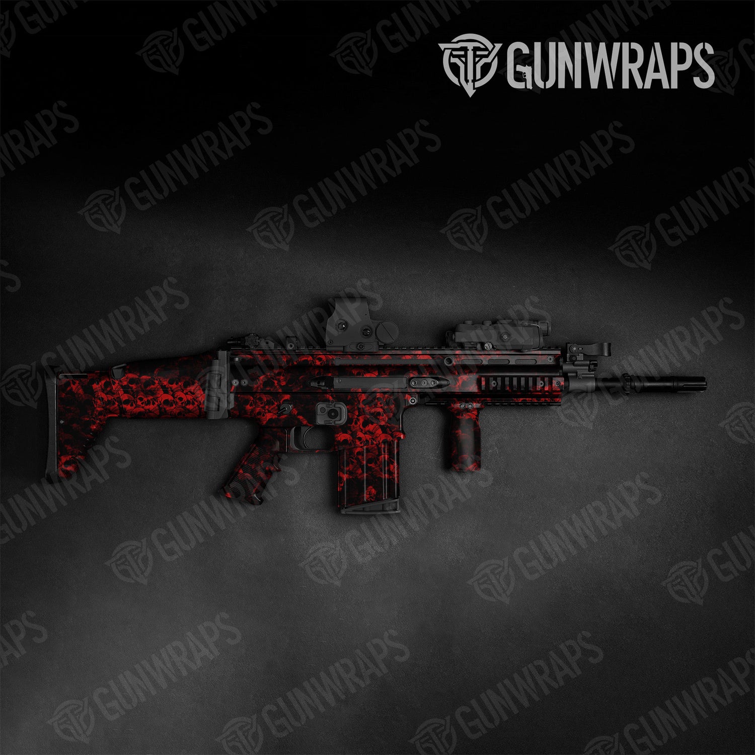 Skull Red Tactical Gun Skin Vinyl Wraps