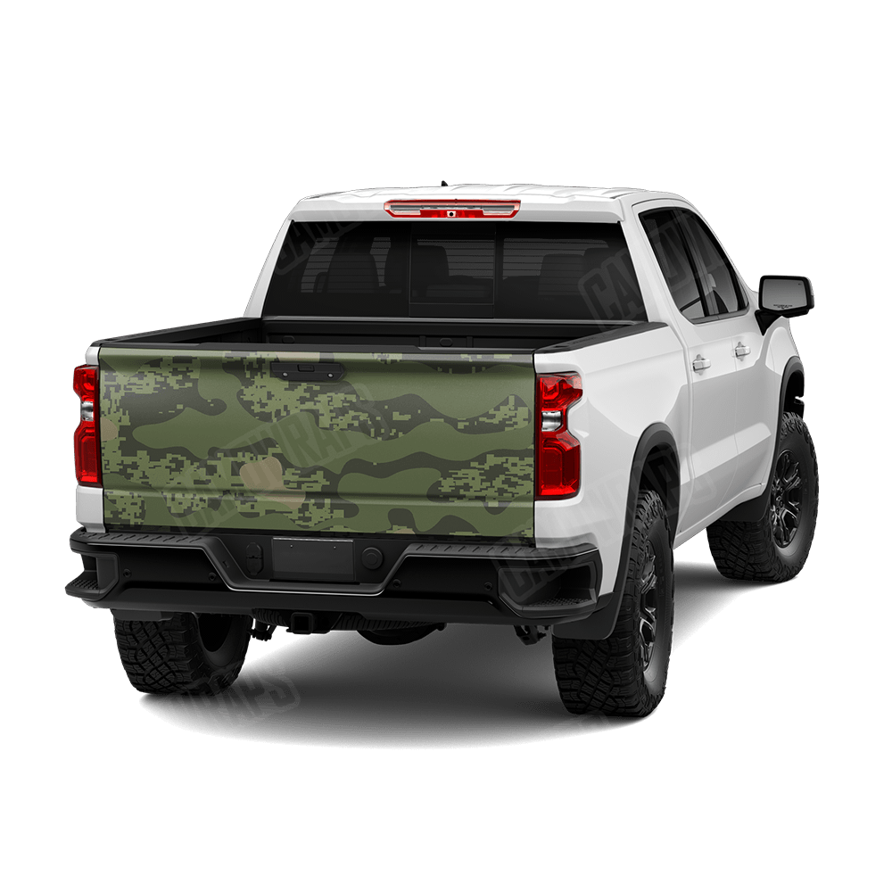 Compound Army Green Camo Tailgate Vinyl Wrap
