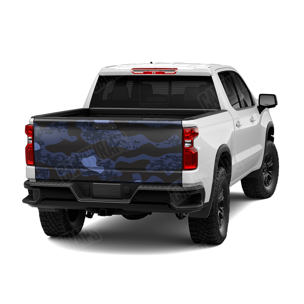 Compound Blue Midnight Camo Tailgate Vinyl Wrap