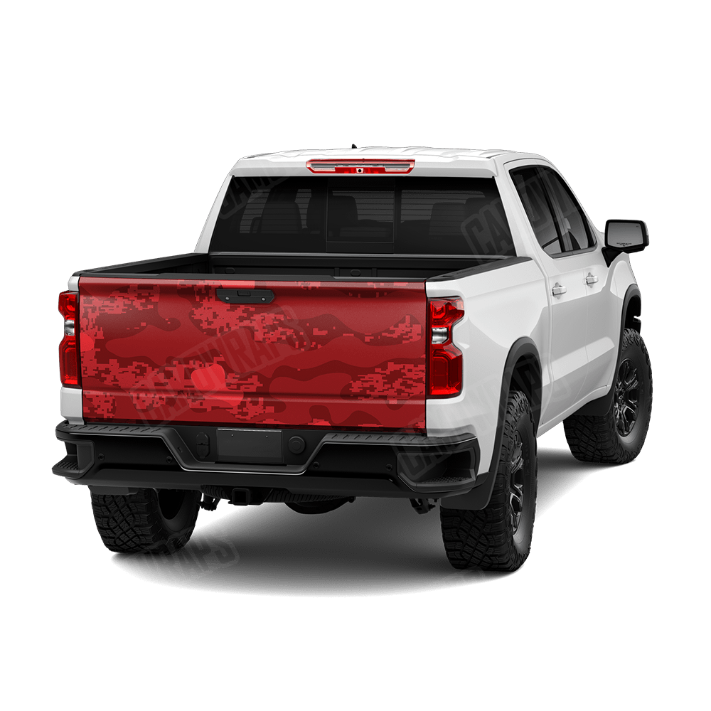 Compound Elite Red Camo Tailgate Vinyl Wrap