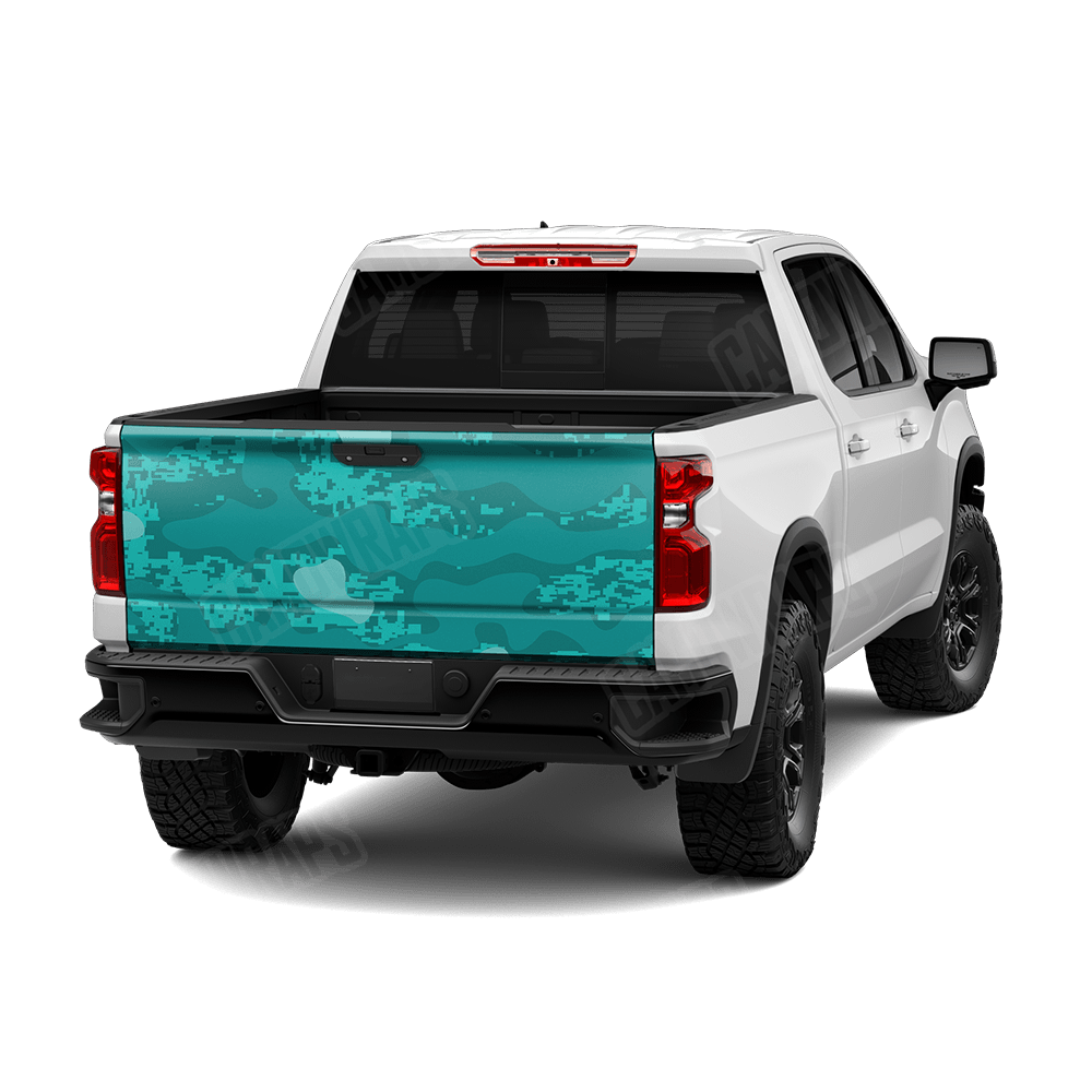 Compound Elite Tiffany Blue Camo Tailgate Vinyl Wrap