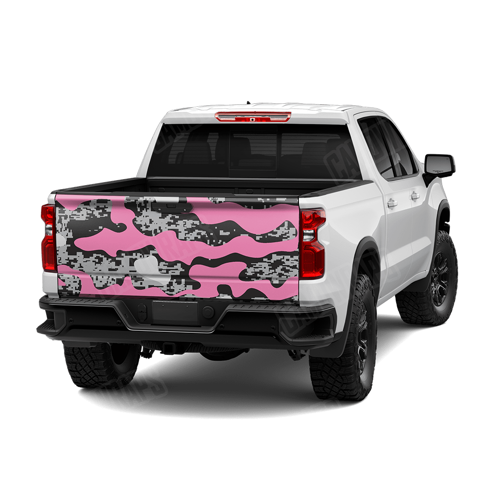 Compound Pink Tiger Camo Tailgate Vinyl Wrap