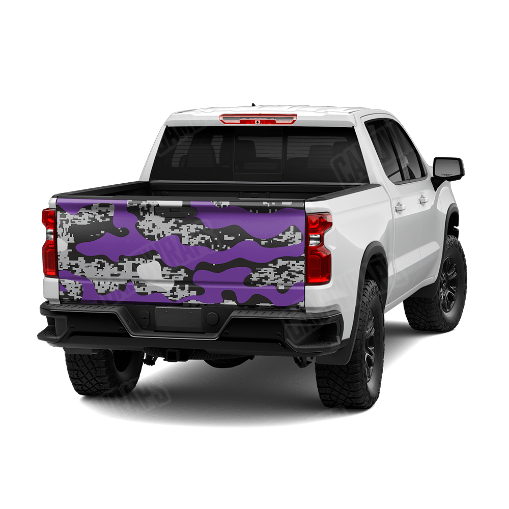 Compound Purple Tiger Camo Tailgate Vinyl Wrap